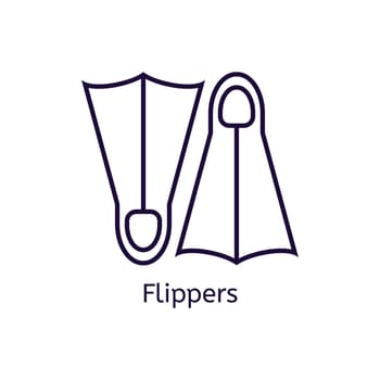  Diving flippers icon on a white background. Thin line icon for web site, visit card, poster, banner etc.