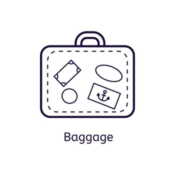  icon of baggage on a white background. Thin line icon for web site, visit card, poster, banner etc. Suitcase icon.