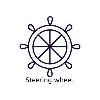  icon of steering wheel on a white background. Thin line icon for web site, visit card, poster, banner etc.