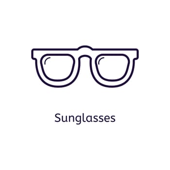  Sunglasses icon on a white background. Thin line icon for web site, visit card, poster, banner etc.