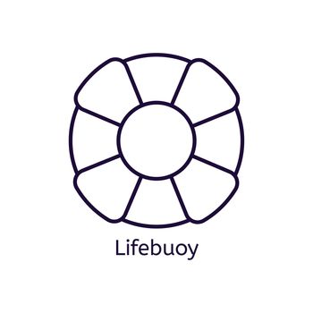  lifebuoy icon on a white background. Thin line icon for web site, visit card, poster, banner etc.