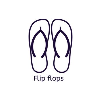  flip flops icon on a white background. Thin line icon for web site, visit card, poster, banner etc.