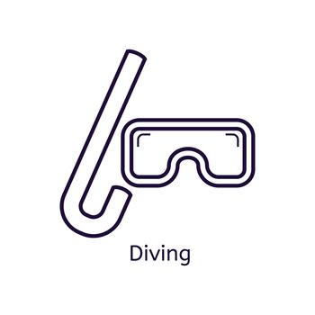  Diving mask icon on a white background. Thin line icon for web site, visit card, poster, banner etc.