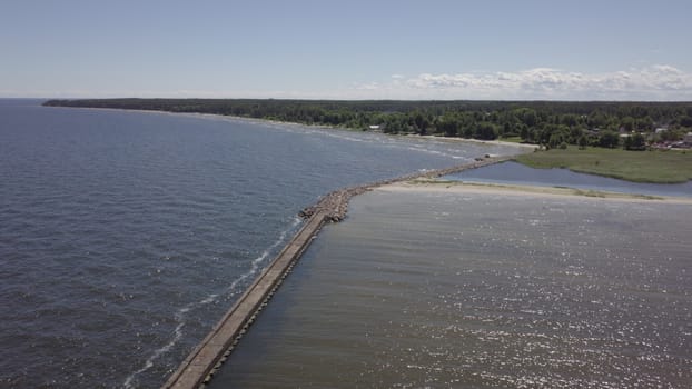 Harbor Roja Latvia Aerial view of countryside drone top view