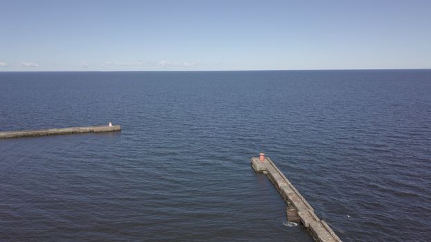 Harbor Roja Latvia Aerial view of countryside drone top view