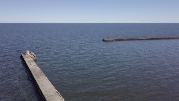 Harbor Roja Latvia Aerial view of countryside drone top view