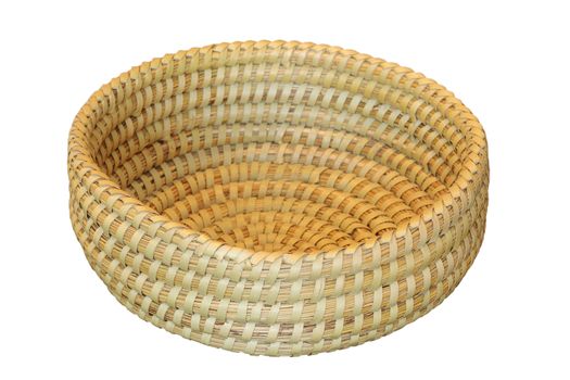 trellis round basket isolated on white background, handmade object for your design