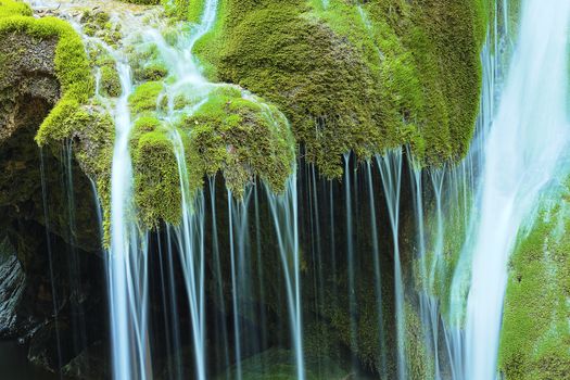 detail of beautiful waterfall, the Bigar cascade in Caras Severin, Romania