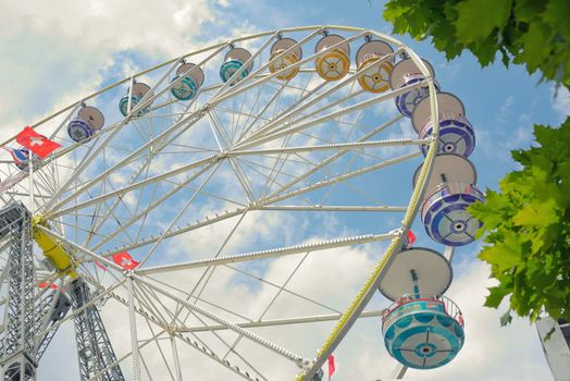 Thun, Switzerland - 23 July, 2017 Ferris wheel in old town