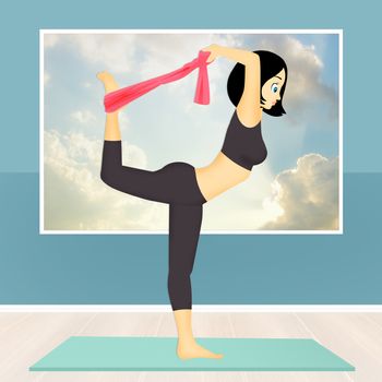 illustration of girl doing yoga pose