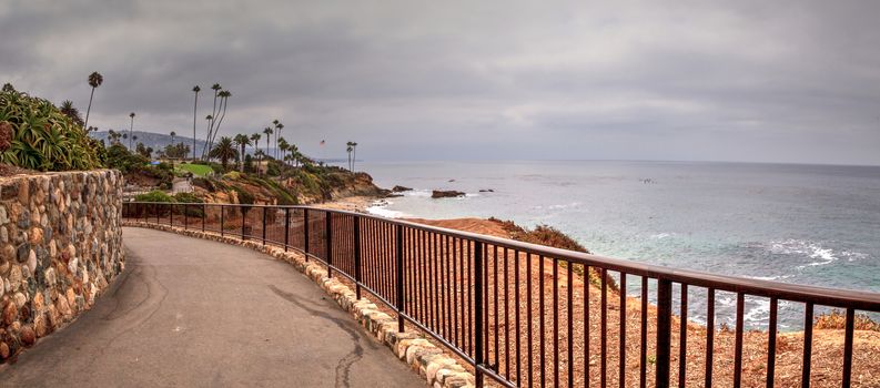 Overcast Summer sky over Heisler Park in Laguna Beach, California.