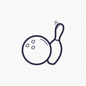 Bowling line icon. Sport game kegling thin linear signs. Outline concept for websites, infographic, mobile app with bowl.