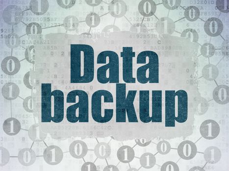 Data concept: Painted blue text Data Backup on Digital Data Paper background with  Scheme Of Binary Code