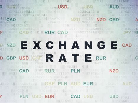Currency concept: Painted black text Exchange Rate on Digital Data Paper background with Currency