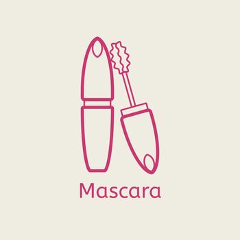 cosmetic mascara line icon. Mascara brush thin linear signs for makeup and visage. Cosmetic for eyelesh.