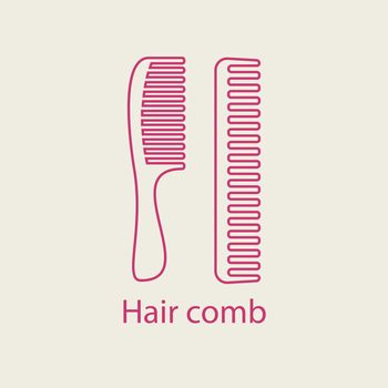 Hair comb line icon. Thin linear hairbrush icon. Device for combing hair thin signs for visage
