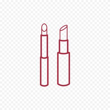  cosmetic lipstick line icon. Pomade thin linear signs for makeup and visage.