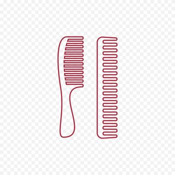 Hair comb line icon. Thin linear hairbrush icon. Device for combing hair thin signs for visage