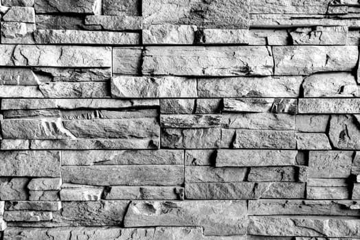Modern brick wall . Black and white .