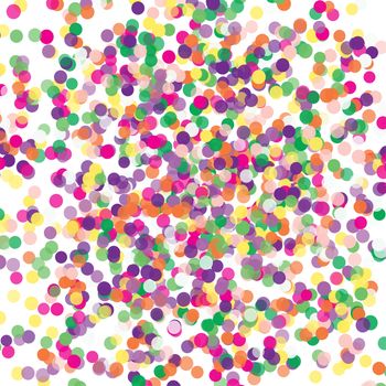 Multicolored paper confetti on white background. Realistic holiday decorations flying. Background for holiday cards, greetings. Colorful scattered elements decoration of the celebration.