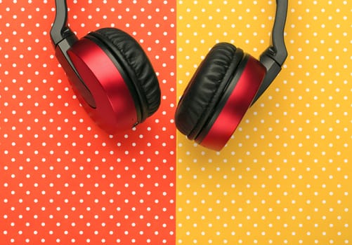 Earphones with colorful topped background