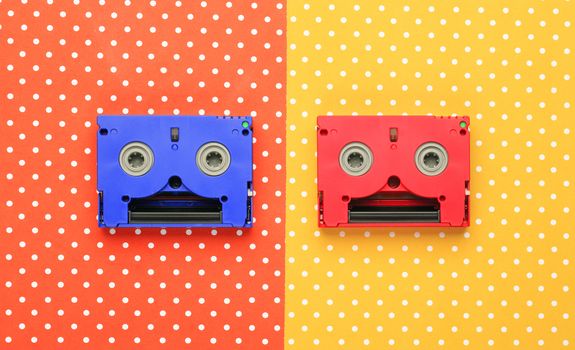 Super mm cassettes  with colorful topped background
