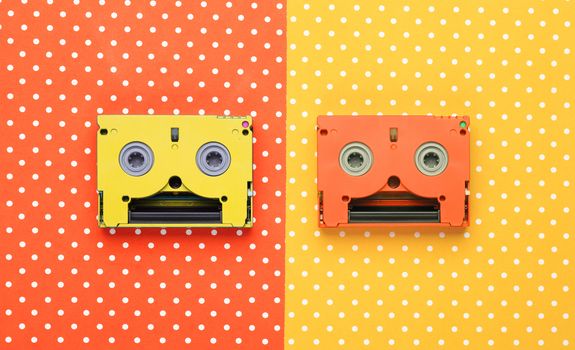 Super mm cassettes  with colorful topped background