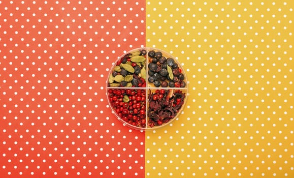 Gin tonic ingredients  with colorful topped background