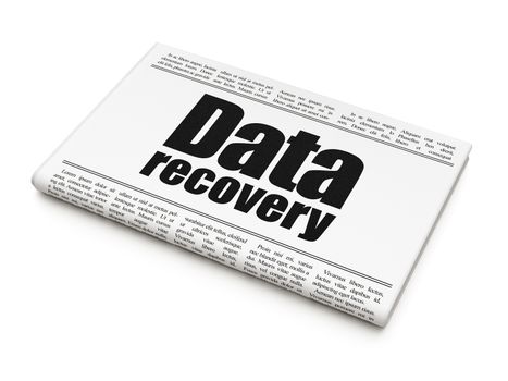 Information concept: newspaper headline Data Recovery on White background, 3D rendering