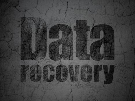 Data concept: Black Data Recovery on grunge textured concrete wall background