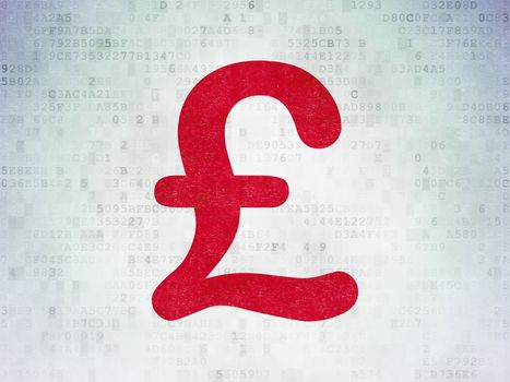 Money concept: Painted red Pound icon on Digital Data Paper background