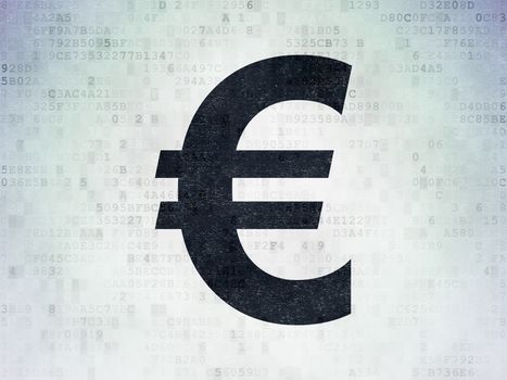 Currency concept: Painted black Euro icon on Digital Data Paper background