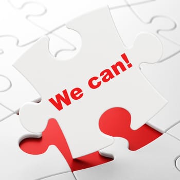 Finance concept: We can! on White puzzle pieces background, 3D rendering