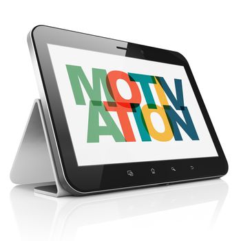 Finance concept: Tablet Computer with Painted multicolor text Motivation on display, 3D rendering