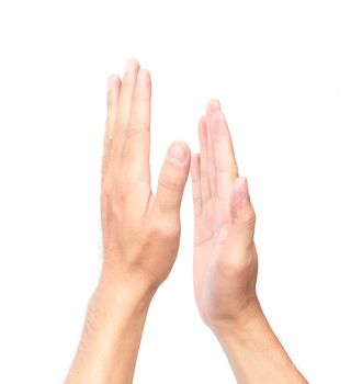 Man clapping hands on white background