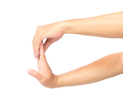 stretching exercises finger on white background