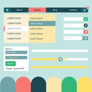 Flat Web Design elements kit for user interface projects