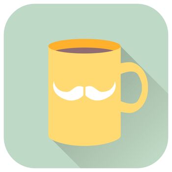  illustration flat icon of cup with mustache