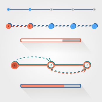 Progress loading bars set on white. set of various elements used for User Interface projects.