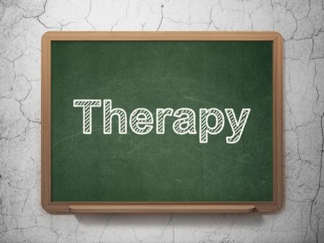 Medicine concept: text Therapy on Green chalkboard on grunge wall background, 3D rendering