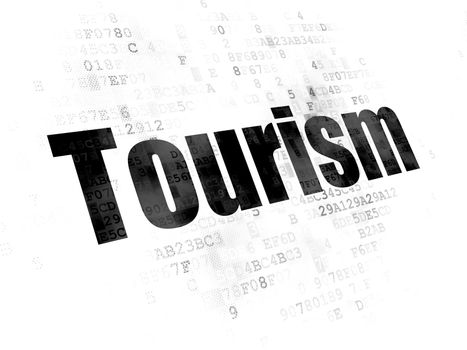 Tourism concept: Pixelated black text Tourism on Digital background