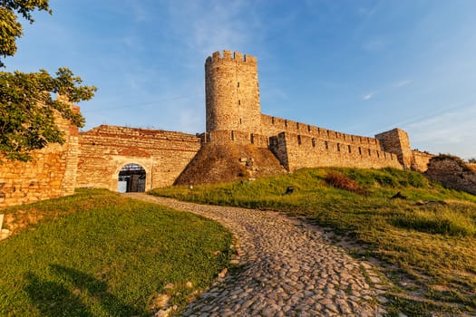 Belgrade fortress and Kalemegdan park with dramatic clouds 