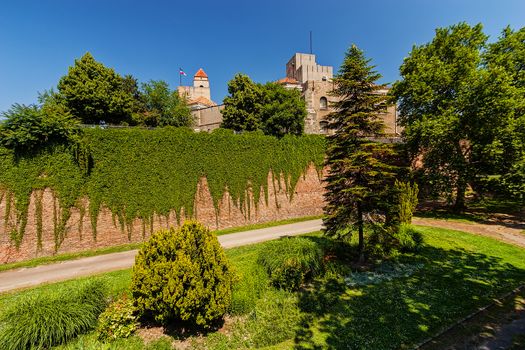 Belgrade fortress and Kalemegdan park with dramatic clouds 