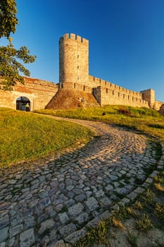 Belgrade fortress and Kalemegdan park with dramatic clouds 