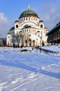 Cathedral of Saint Sava at winter, Belgrade Serbia