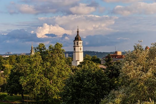 Belgrade fortress and Kalemegdan park with dramatic clouds 