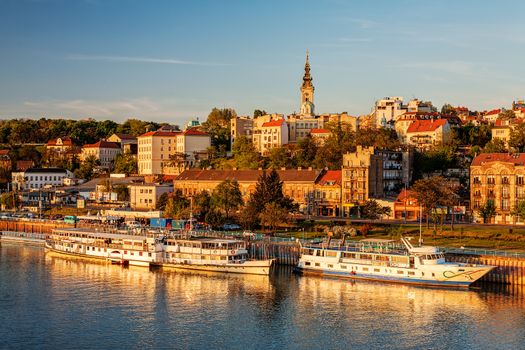 Panorama of Belgrade with river sava on a sunny day