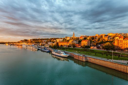 Panorama of Belgrade with river sava on a sunny day