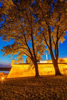 Belgrade fortress and Kalemegdan park with dramatic clouds 