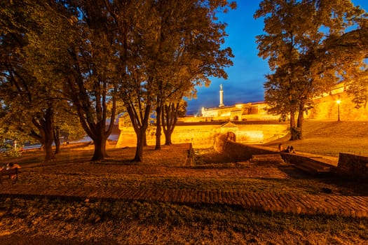 Belgrade fortress and Kalemegdan park with dramatic clouds 